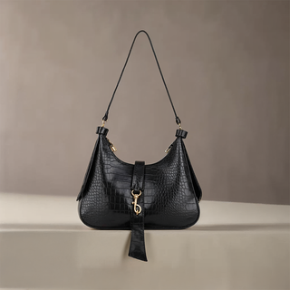 Anna - Modern Leather Chain Accent Saddle Bag