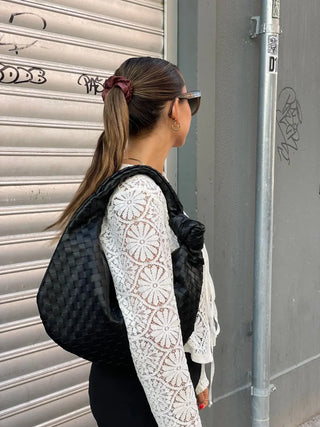 Amelia - Braided Knot Leather Medium Bag