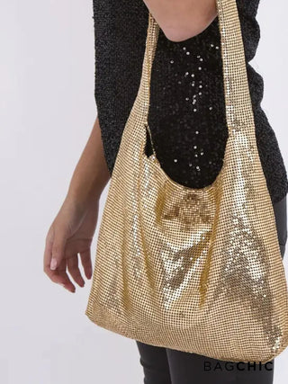 Camila - Chain Mesh Hobo Bag with Soft Drape Design