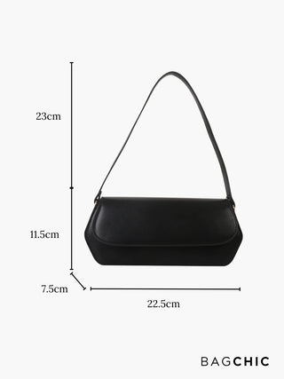 Eleanor - Chic Leather Curved Flap Handbag