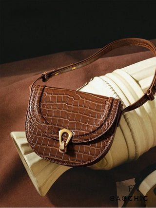 Emily - Classic Croc-Embossed Gold Clasp Mini Bag