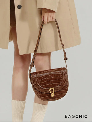 Emily - Classic Croc-Embossed Gold Clasp Mini Bag