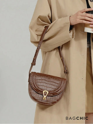 Emily - Classic Croc-Embossed Gold Clasp Mini Bag