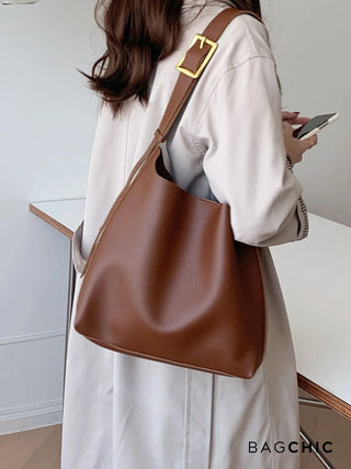 Lily - Classic Leather Adjustable Strap Tote Bag