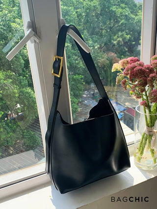 Lily - Classic Leather Adjustable Strap Tote Bag