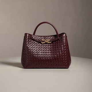 Evelyn - Butterfly Closure Woven Leather Tote Bag