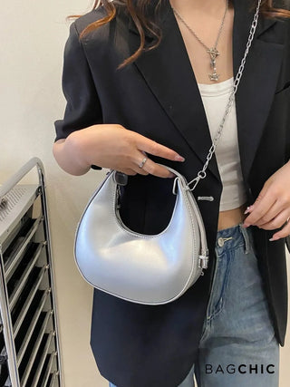 Avery - Compact Leather Half-Moon Bag