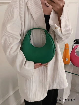 Avery - Compact Leather Half-Moon Bag