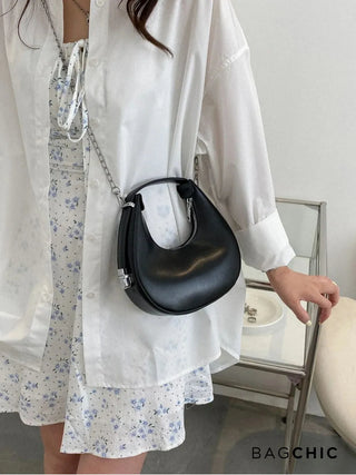 Avery - Compact Leather Half-Moon Bag