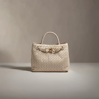 Evelyn - Butterfly Closure Woven Leather Tote Bag