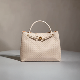 Evelyn - Butterfly Closure Woven Leather Tote Bag