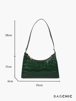Layla - Croc Embossed Leather Shoulder Bag