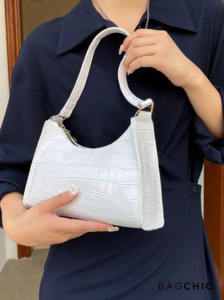 Layla - Croc Embossed Leather Shoulder Bag