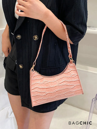 Layla - Croc Embossed Leather Shoulder Bag