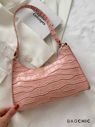 Layla - Croc Embossed Leather Shoulder Bag