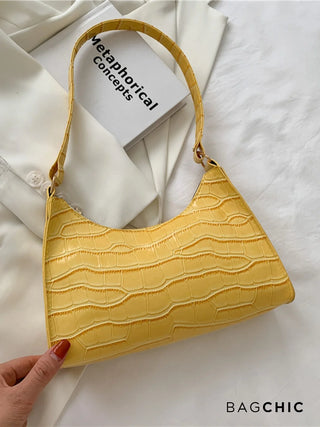 Layla - Croc Embossed Leather Shoulder Bag