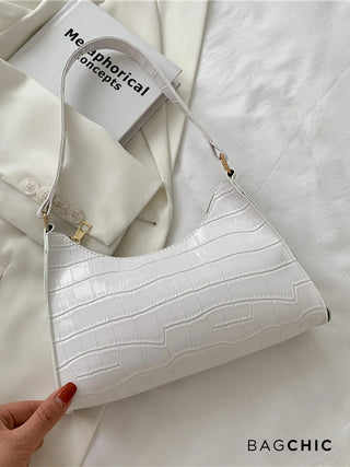 Layla - Croc Embossed Leather Shoulder Bag