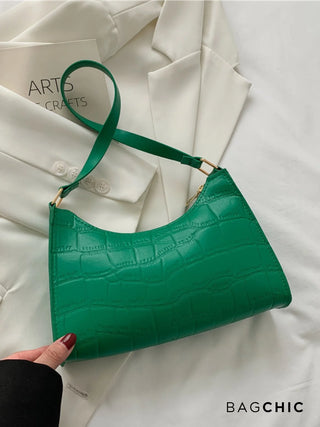 Ella - Croc Texture Leather Retro Handbag