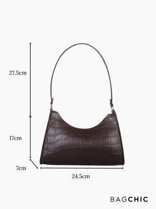 Ella - Croc Texture Leather Retro Handbag