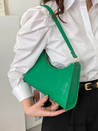 Ella - Croc Texture Leather Retro Handbag