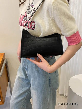 Ella - Croc Texture Leather Retro Handbag