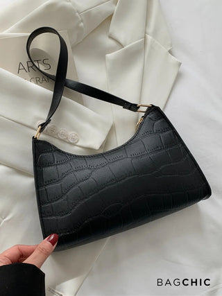 Ella - Croc Texture Leather Retro Handbag