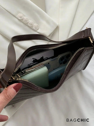 Ella - Croc Texture Leather Retro Handbag