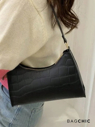 Ella - Croc Texture Leather Retro Handbag
