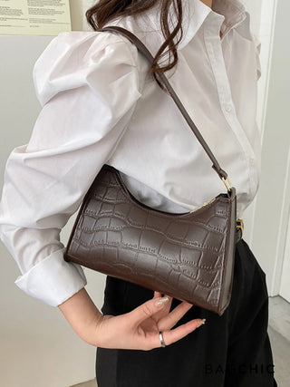 Ella - Croc Texture Leather Retro Handbag