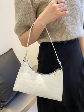 Ella - Croc Texture Leather Retro Handbag