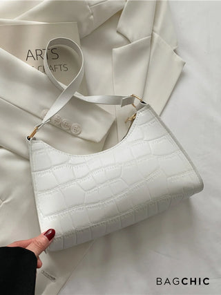 Ella - Croc Texture Leather Retro Handbag