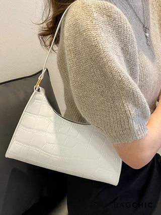 Ella - Croc Texture Leather Retro Handbag