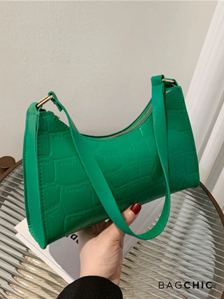 Ella - Croc Texture Leather Retro Handbag