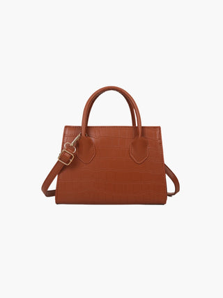 Isla - Croc Texture Leather Top Handle Bag