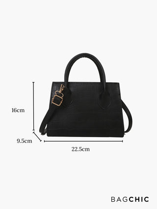 Isla - Croc Texture Leather Top Handle Bag