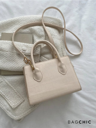 Isla - Croc Texture Leather Top Handle Bag