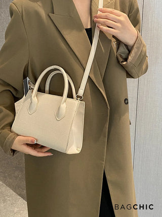 Isla - Croc Texture Leather Top Handle Bag