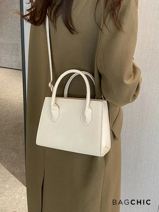 Isla - Croc Texture Leather Top Handle Bag