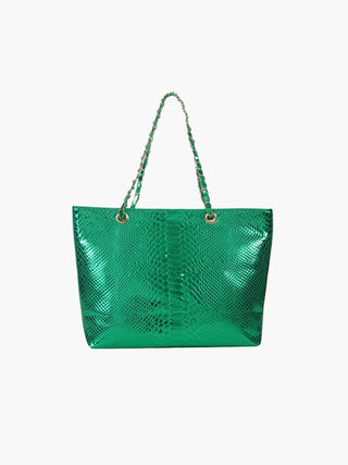 Eliana - Crocodile Embossed Chain Handle Bag