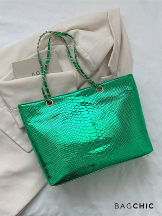 Eliana - Crocodile Embossed Chain Handle Bag