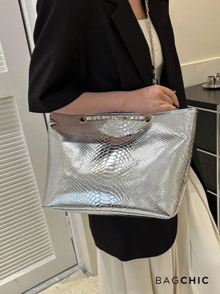 Eliana - Crocodile Embossed Chain Handle Bag