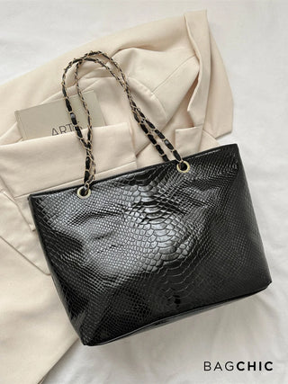 Eliana - Crocodile Embossed Chain Handle Bag