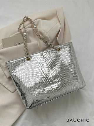 Eliana - Crocodile Embossed Chain Handle Bag