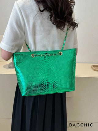 Eliana - Crocodile Embossed Chain Handle Bag