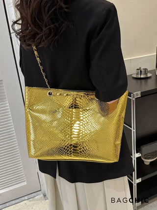 Eliana - Crocodile Embossed Chain Handle Bag