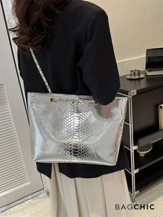 Eliana - Crocodile Embossed Chain Handle Bag