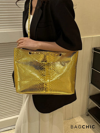 Eliana - Crocodile Embossed Chain Handle Bag