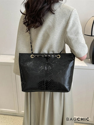 Eliana - Crocodile Embossed Chain Handle Bag