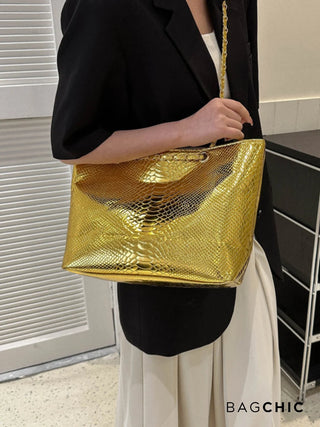 Eliana - Crocodile Embossed Chain Handle Bag