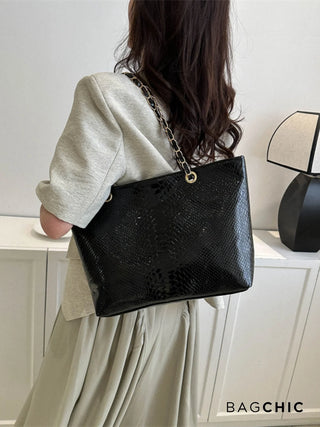 Eliana - Crocodile Embossed Chain Handle Bag